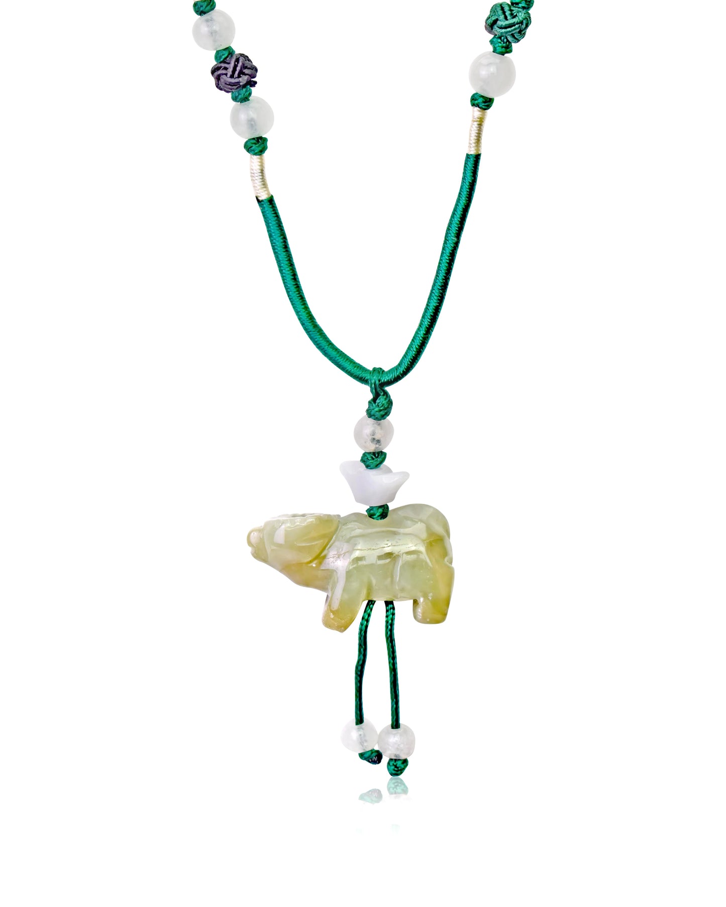 Adorn Yourself with the Ox Chinese Zodiac Handmade Jade Necklace made with Green Cord