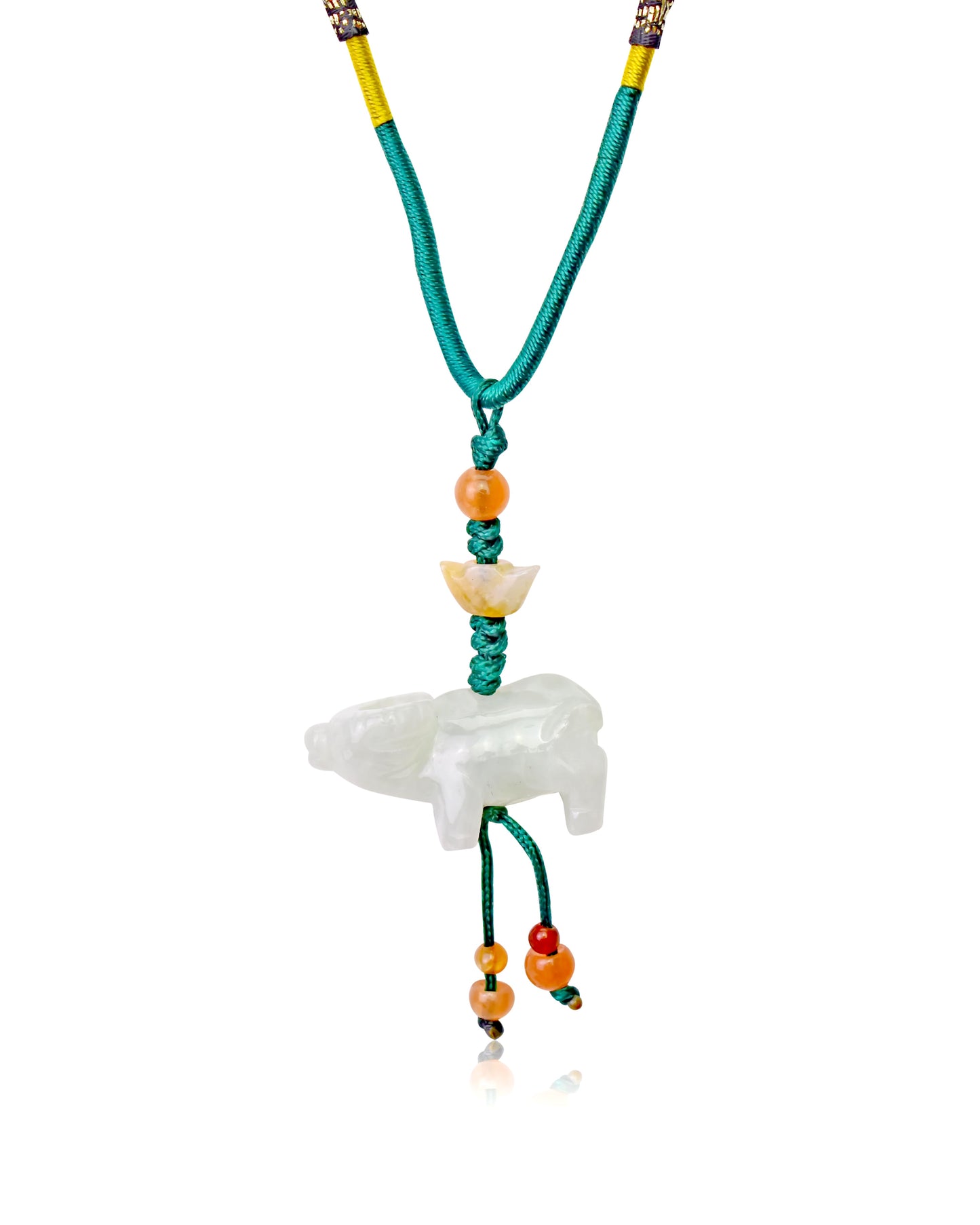 Wear Your Ox Zodiac Sign in Style with a Handmade Jade Necklace made with Green Cord