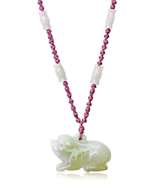 Add a Touch of Elegance with Boar Chinese Zodiac Jade Necklace made with Lavender Cord