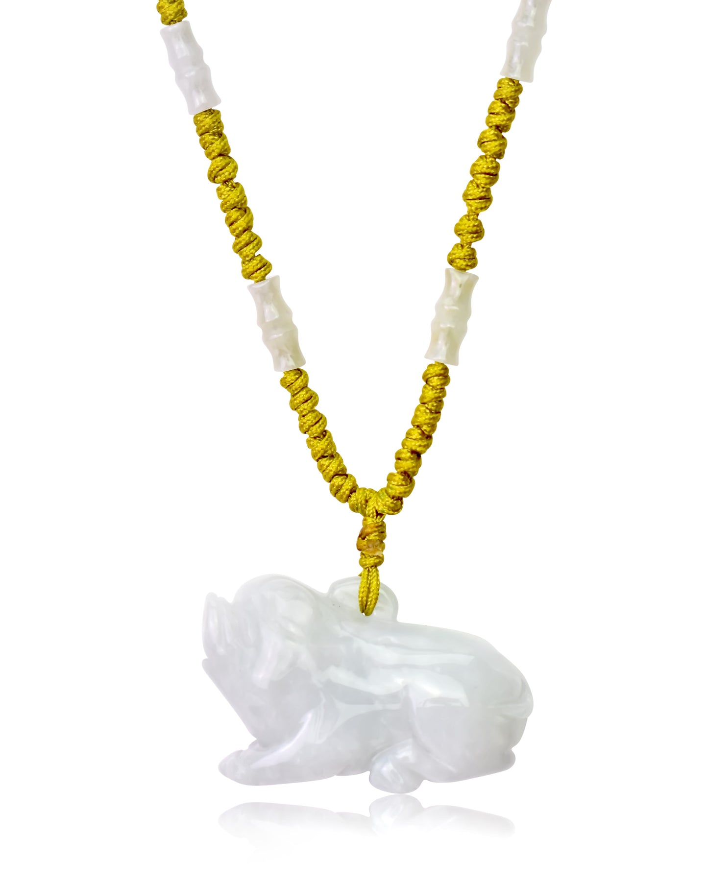 Add a Touch of Elegance with Boar Chinese Zodiac Jade Necklace made with Lime Cord