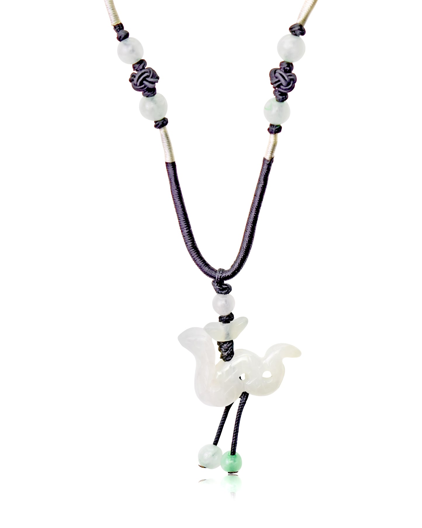 Be Wise and Wear a Snake Chinese Zodiac Handmade Jade Necklace made with Black Cord