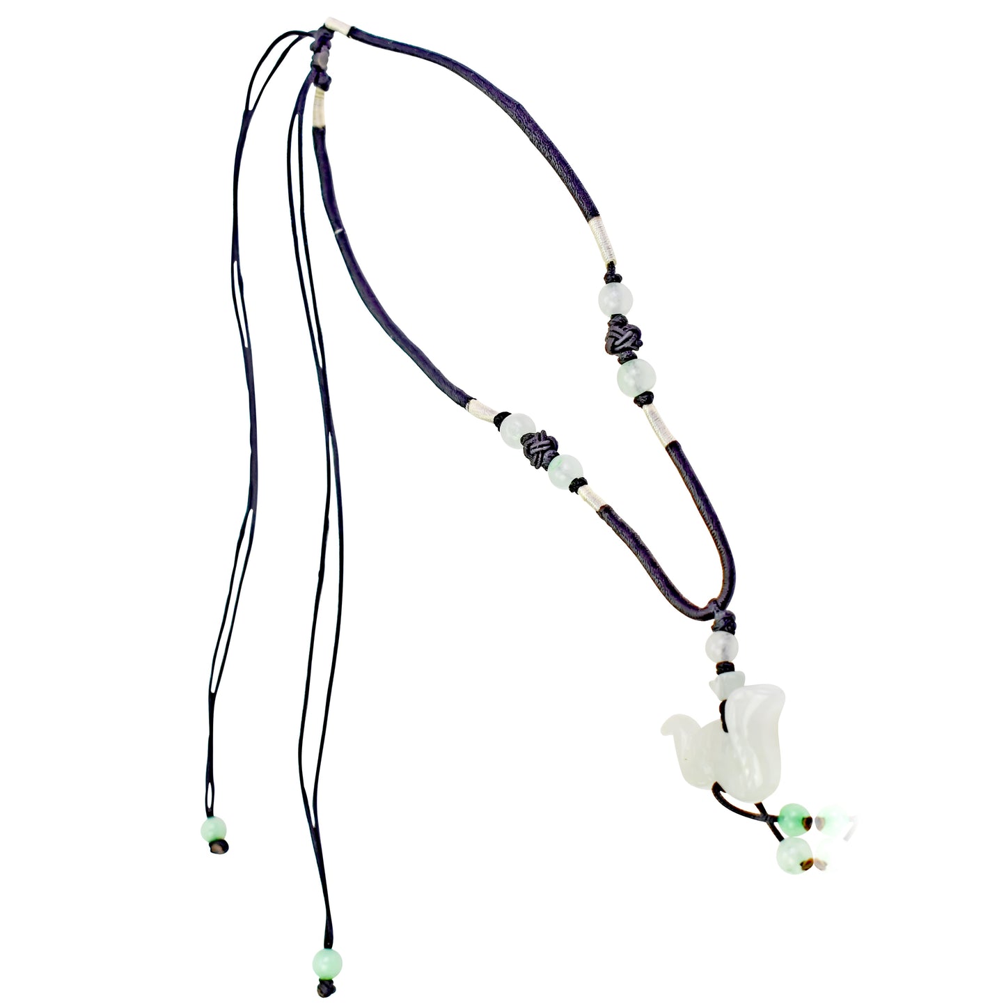 Be Wise and Wear a Snake Chinese Zodiac Handmade Jade Necklace made with Black Cord