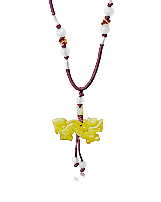Embrace Your Inner Power with Dragon Zodiac Jade Pendant Necklace made with Brown Cord