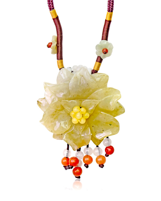 Wear a Piece of Art with the Handcrafted Scabiosa Flower Jade Necklace