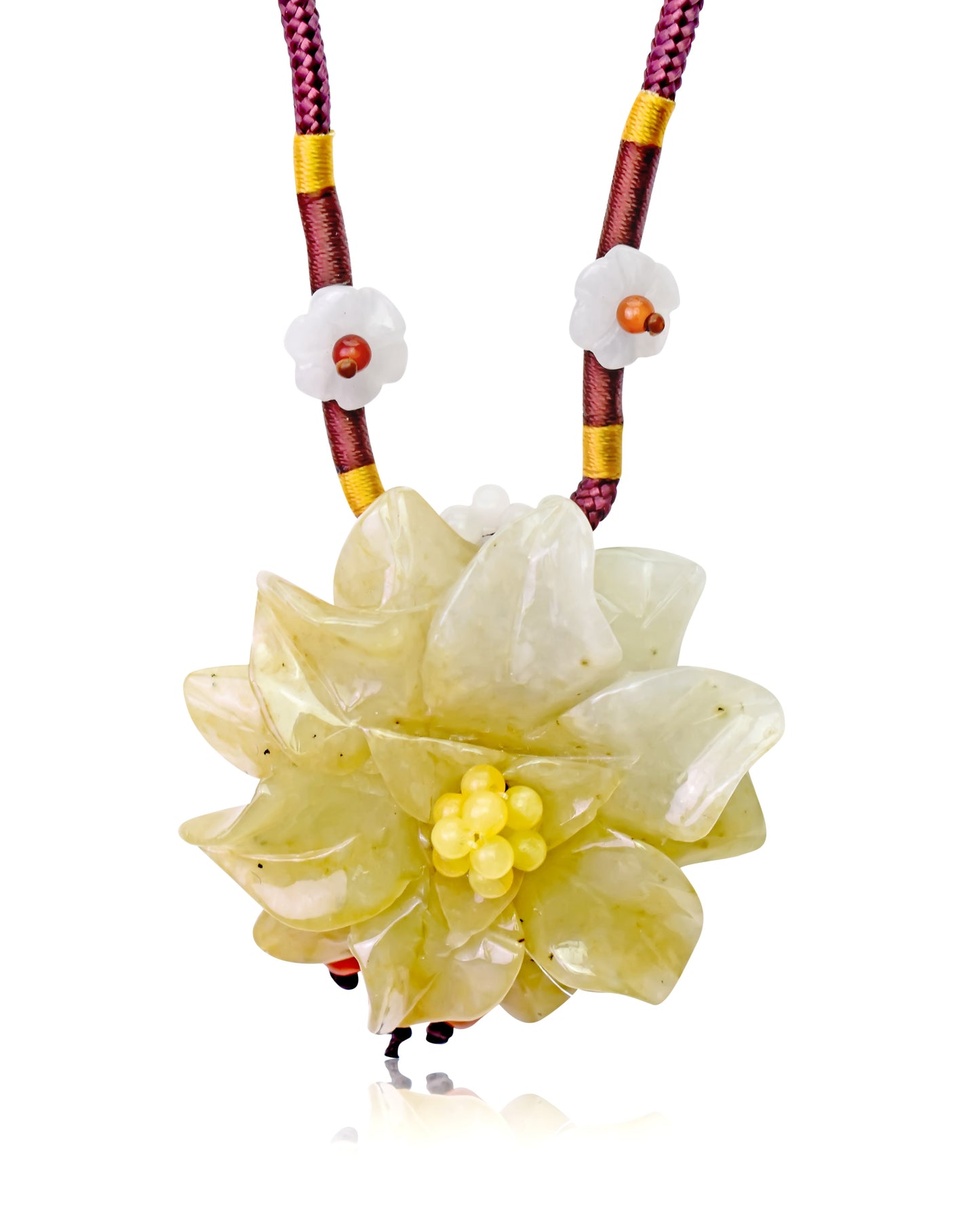 Wear a Piece of Art with the Handcrafted Scabiosa Flower Jade Necklace