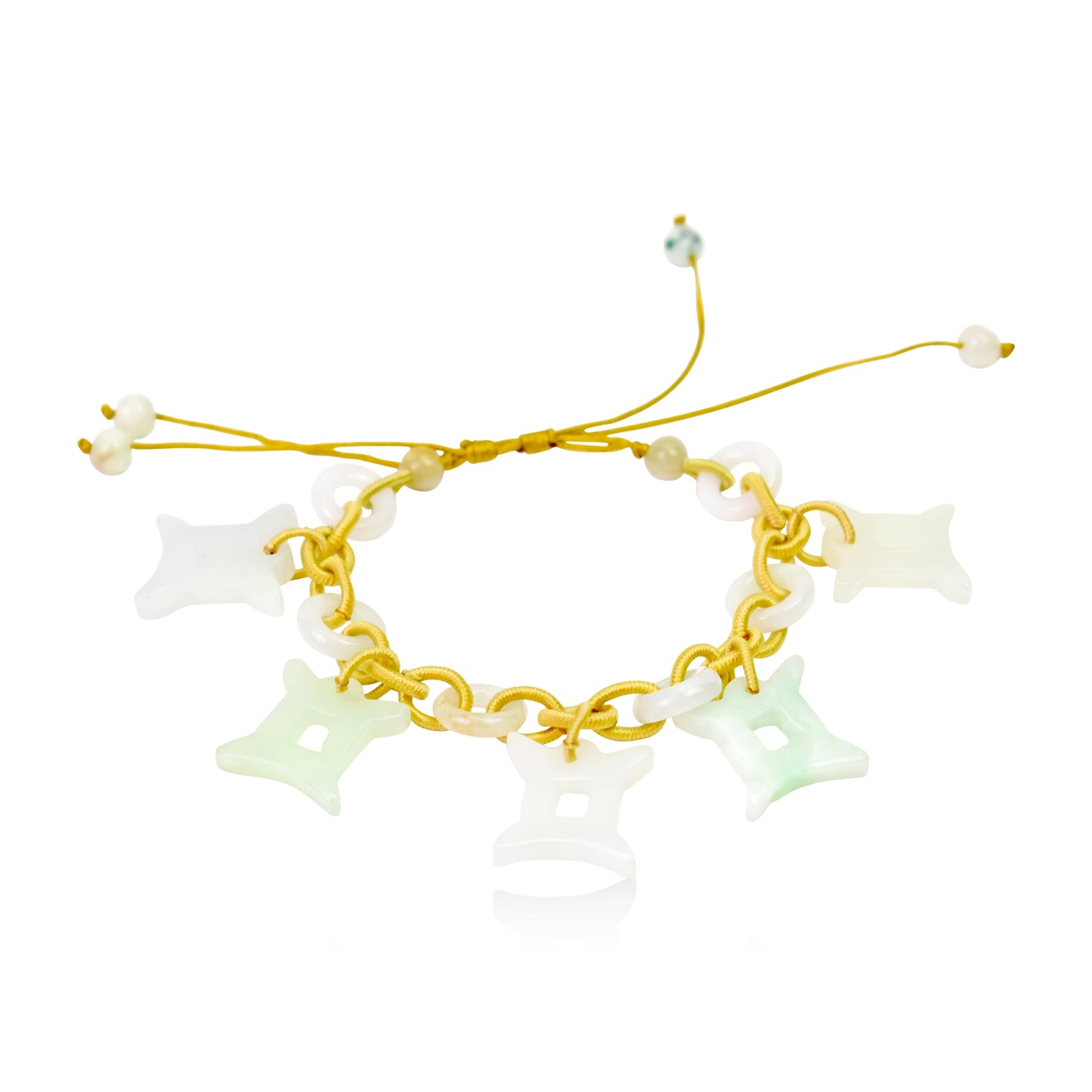 Wear the Power of Gemini Astrology Jade Bracelet Around Your Wrist made with Yellow Cord