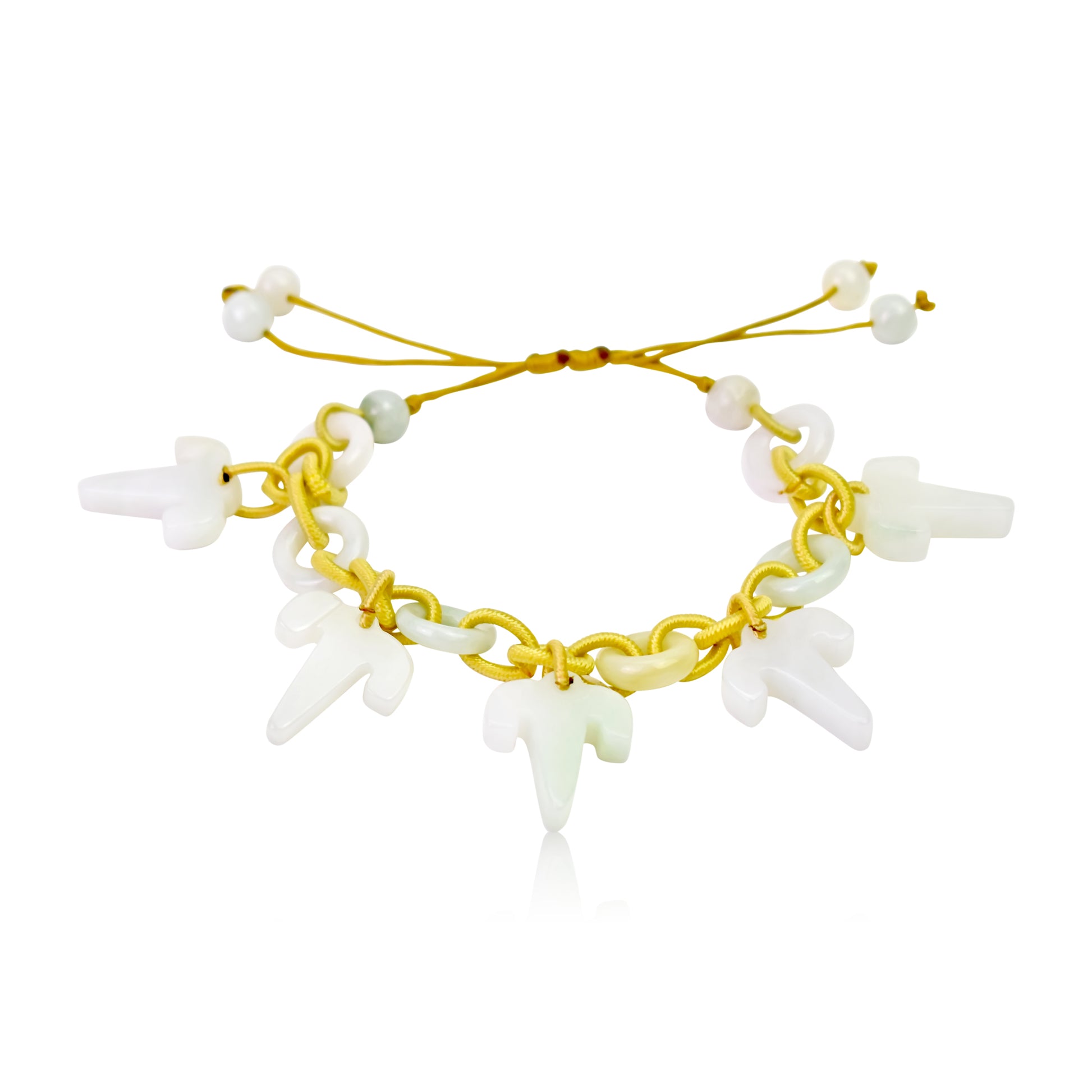 Aries Astrology Handmade Jade Bracelet with Yellow Cord