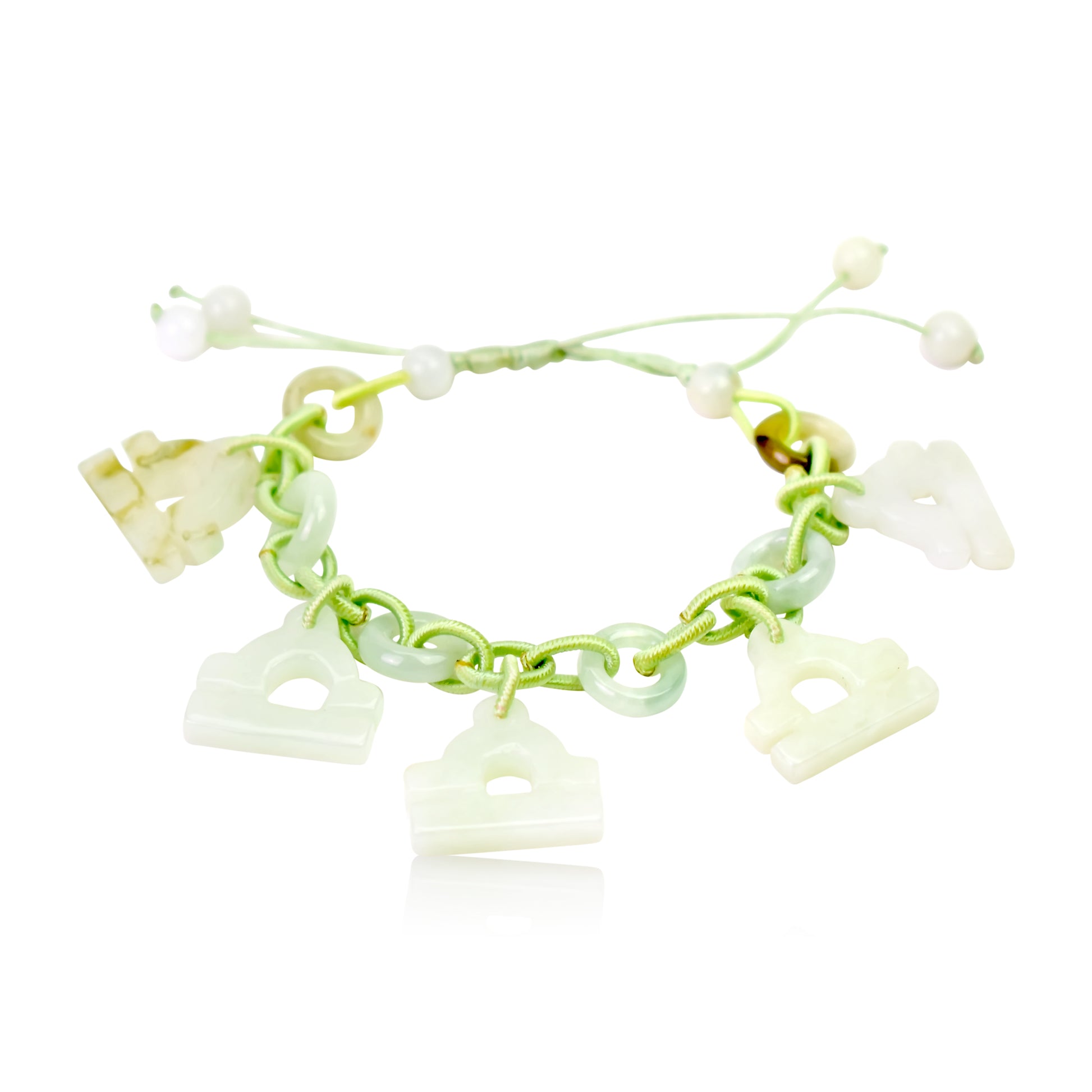 Symbolize your Libra Pride with a Handmade Jade Bracelet made with Sea Green Cord