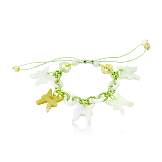 Discover the Magic of the Pisces with Our Adjustable Charm Bracelet made with Sea Green Cord