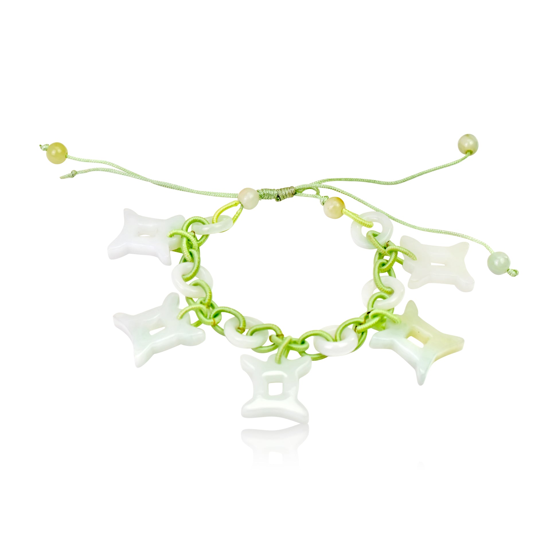 Wear the Power of Gemini Astrology Jade Bracelet Around Your Wrist made with Sea Green Cord
