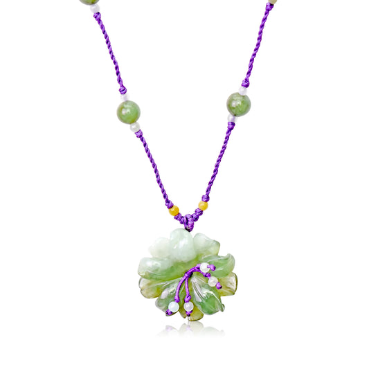 Find Your Inner Peace with Anemone Flower Necklace made with Purple Cord