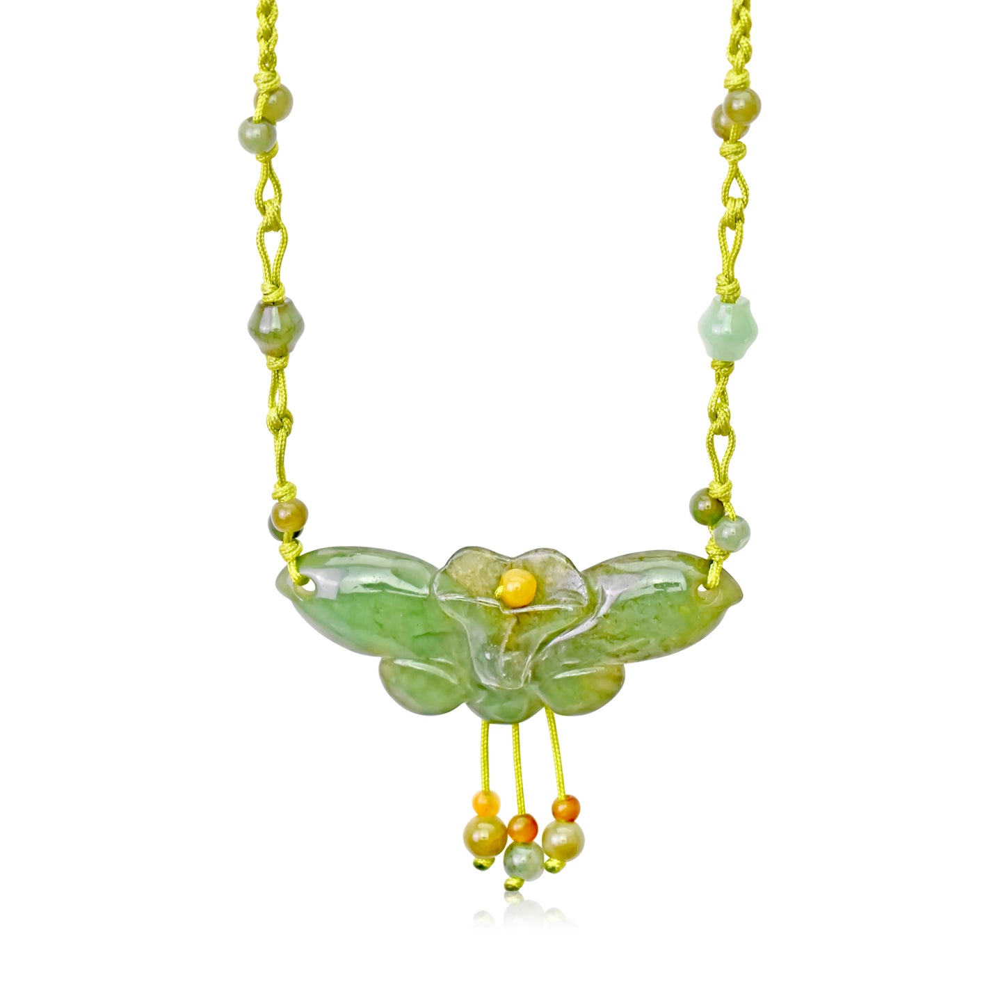 Look Refresh with the Butterfly Orchid Jade Necklace made with Lime Cord