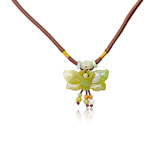 Stand Out from the Crowd with a Wild Indigo Flower Necklace made with Brown Cord