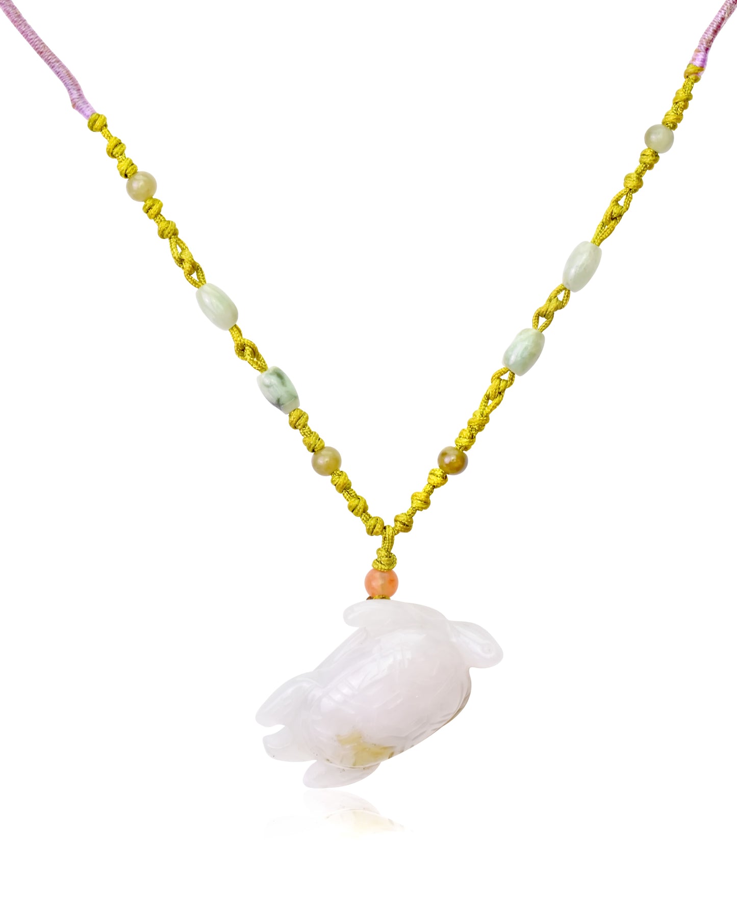 Get Good Luck and Spirituality with Turtle Jade Necklace made with Lime Cord