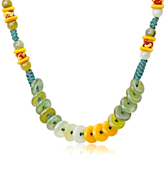 Represent the Endless Cycles of Life with PI Jade Necklace made with Green Cord