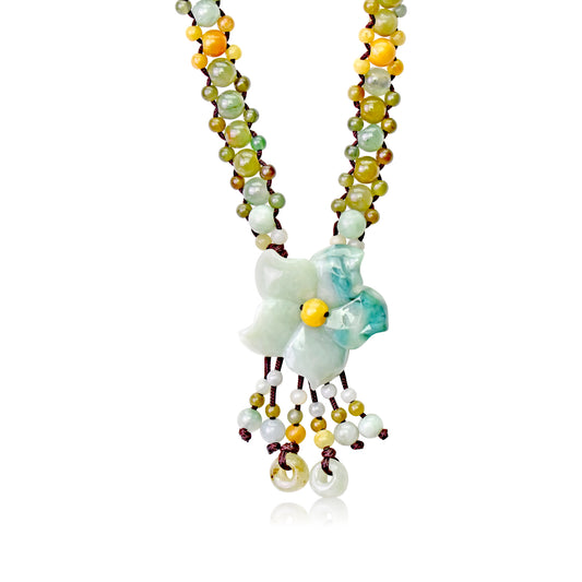 Look Spectacular with Columbine Flower Jade Necklace