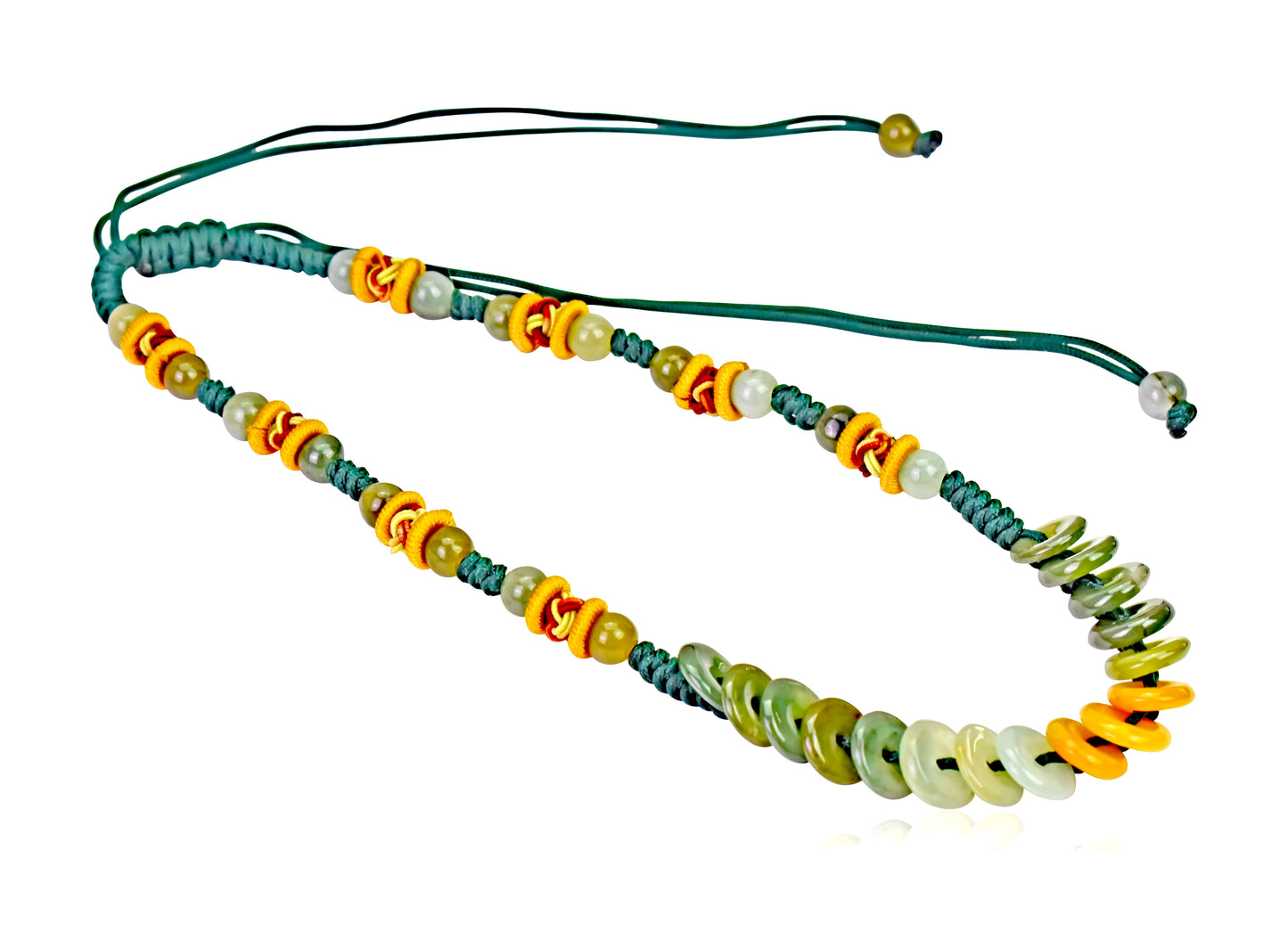 Represent the Endless Cycles of Life with PI Jade Necklace made with Green Cord