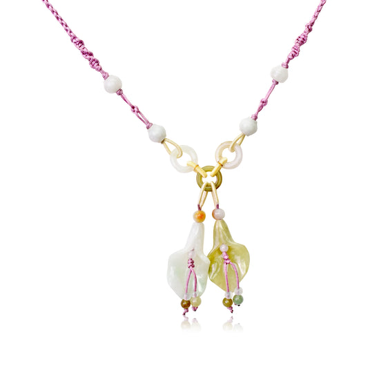 Complete Your Look with Unique Double Bellflower Pendants made with Lavender Cord