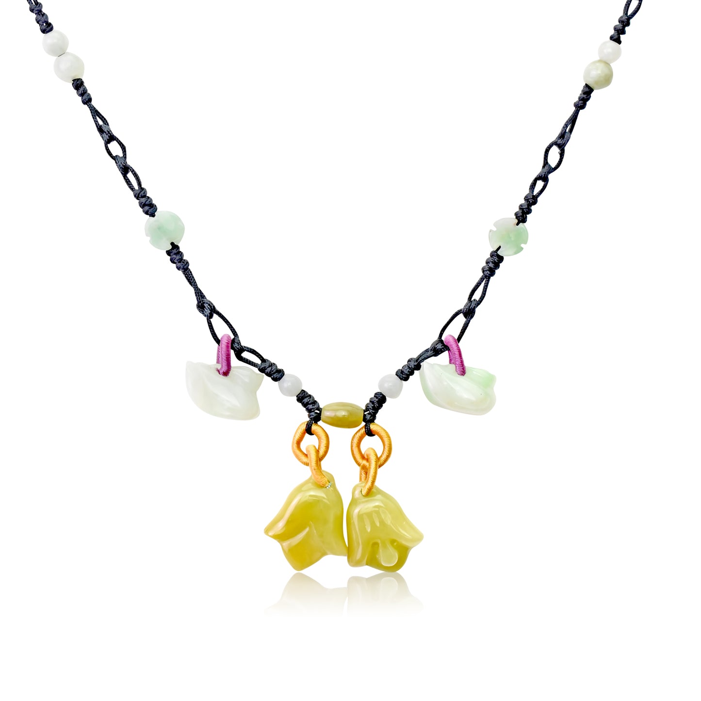 Embrace the Power of Nature with Lovely Doves and Bellflower Necklace made with Black Cord