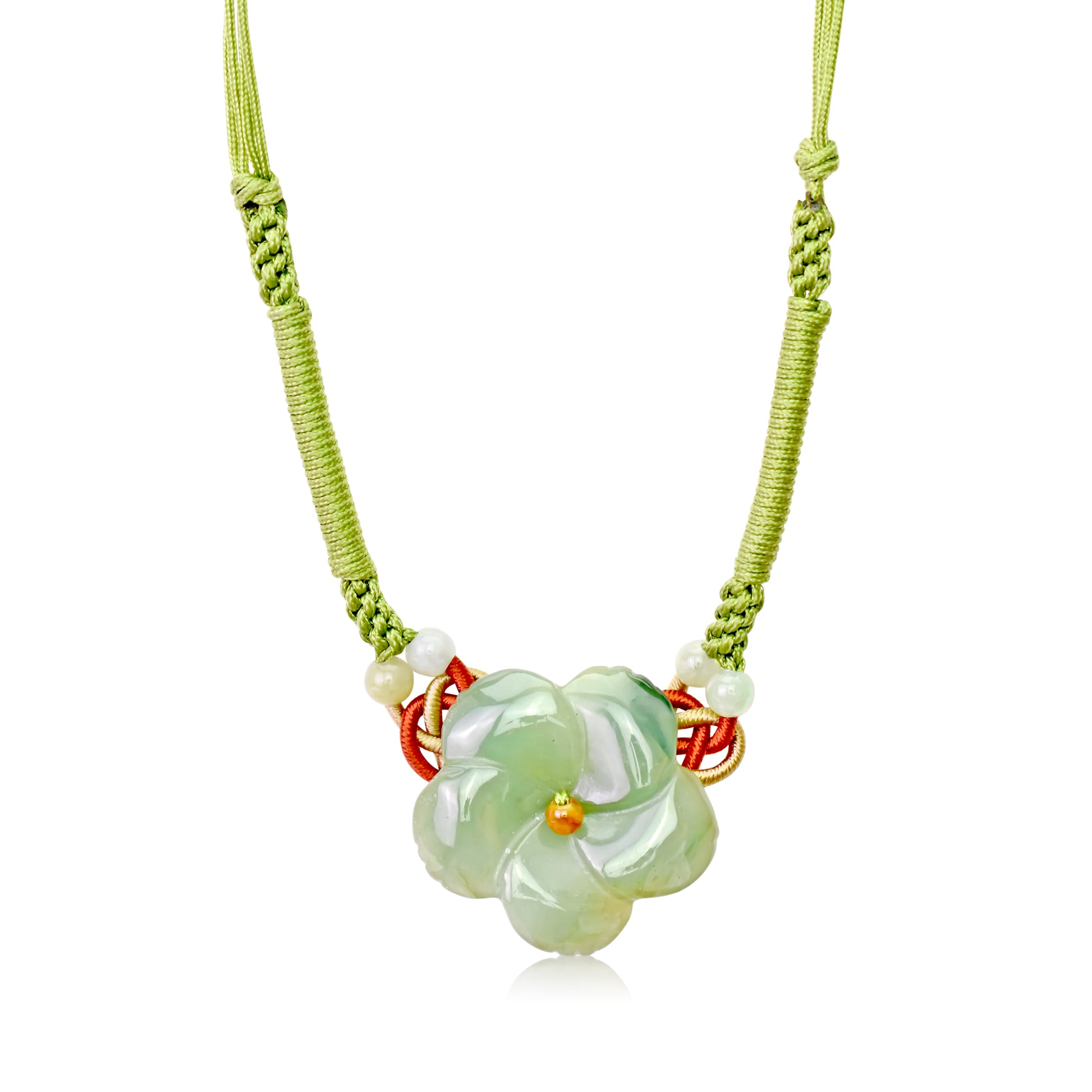 Get the Look You Crave with the Clematis Blossom Jade Necklace with Lime Cord