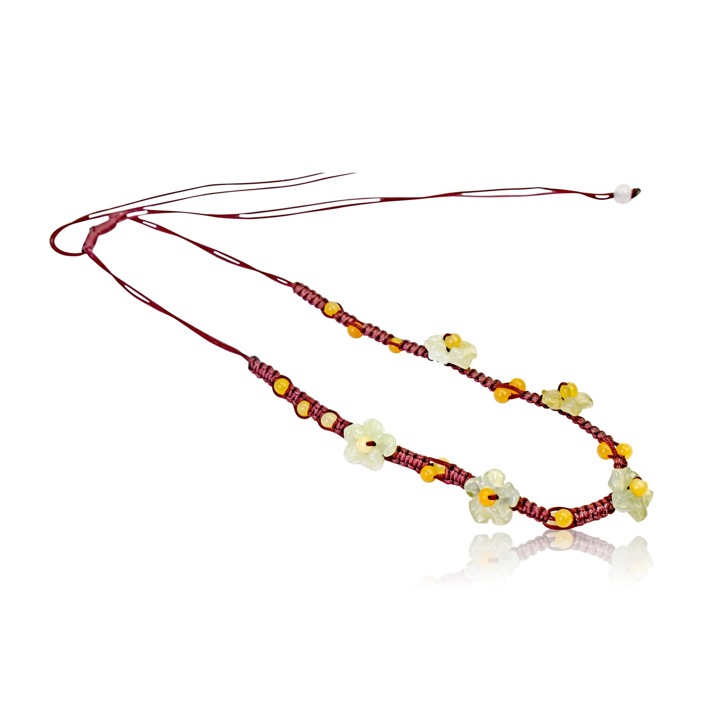 Subtle & Earthy Scarlet Pimpernel Flower Jade Necklace