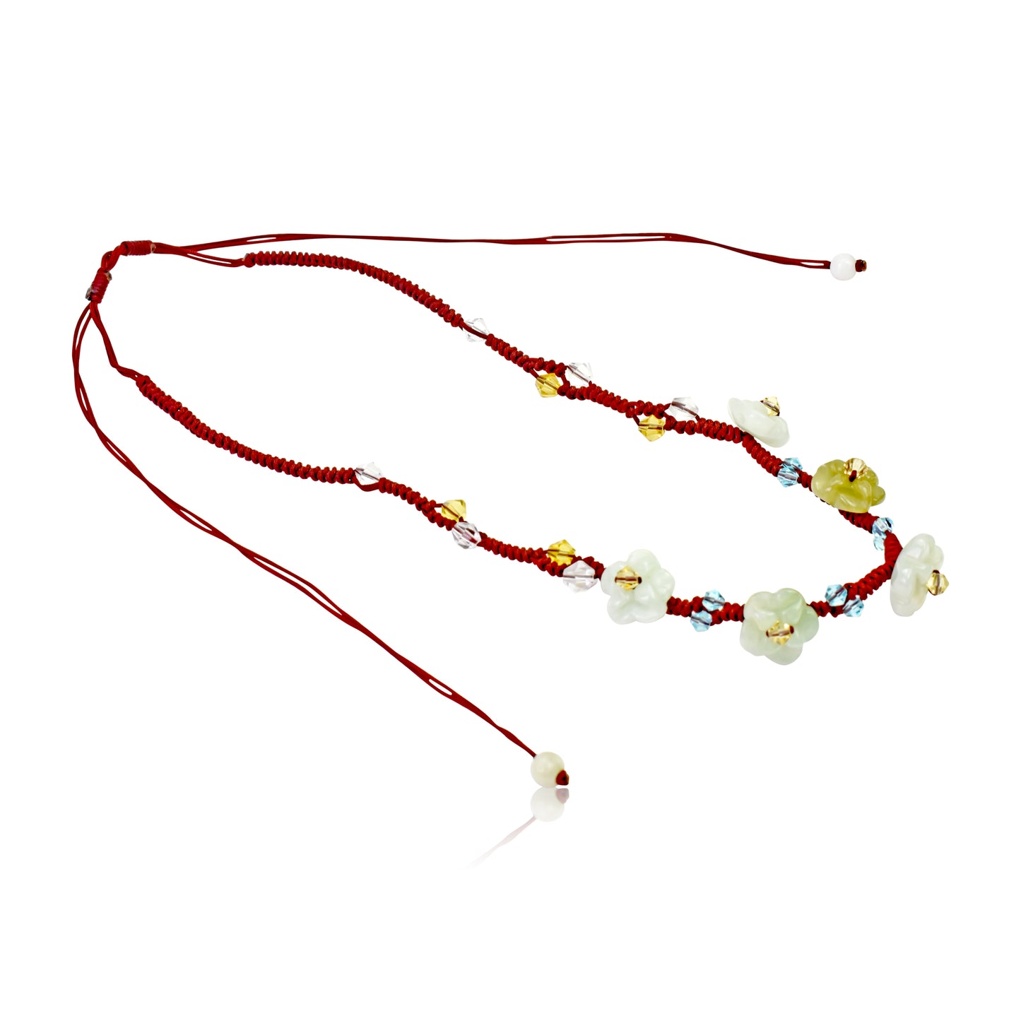 Shine Bright Like a Crystal with Scarlet Pimpernel Flower Necklace made with Brown Cord