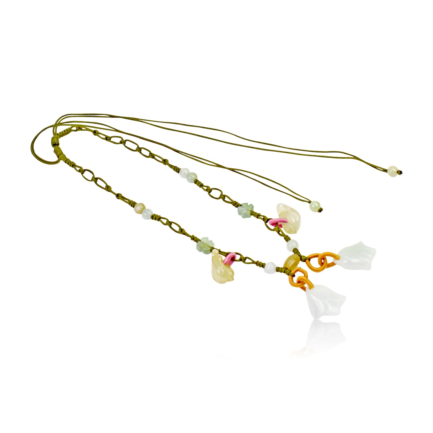 Embrace the Power of Nature with Lovely Doves and Bellflower Necklace made with Olive Cord