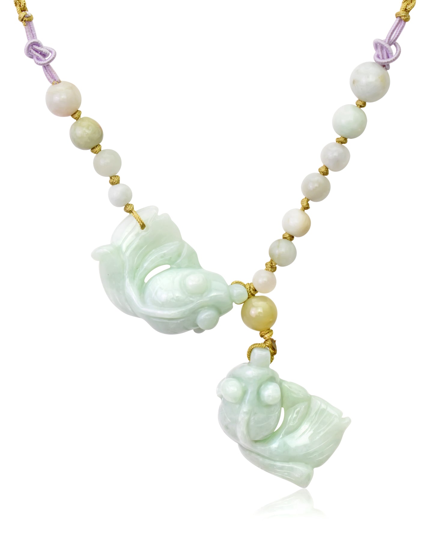 Double Gold Fish Handmade Jade Necklace Pendant