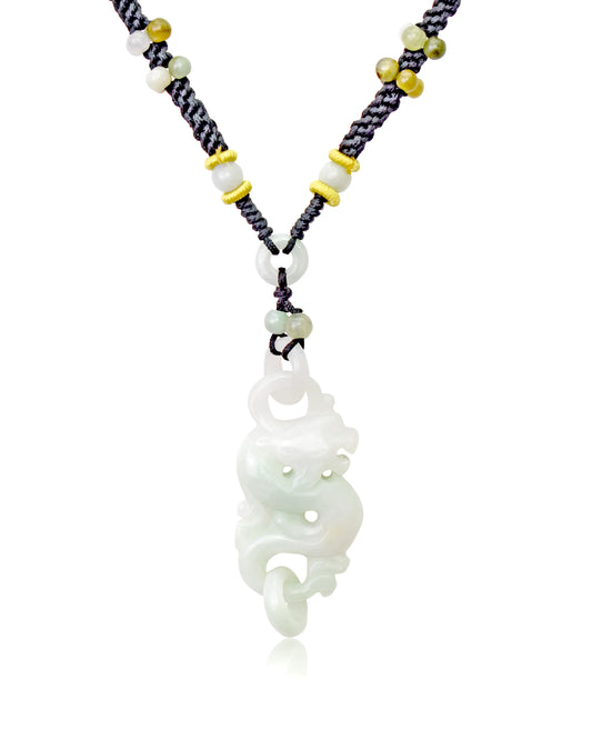 Stand Out from the Crowd with a Magnificent Dragon Jade Necklace made with Black Cord