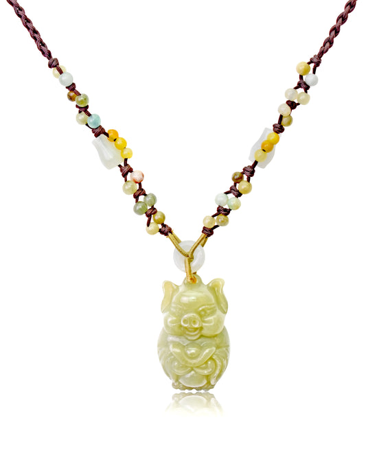 Invite Wealth with this Boar Handmade Jade Necklace Pendant