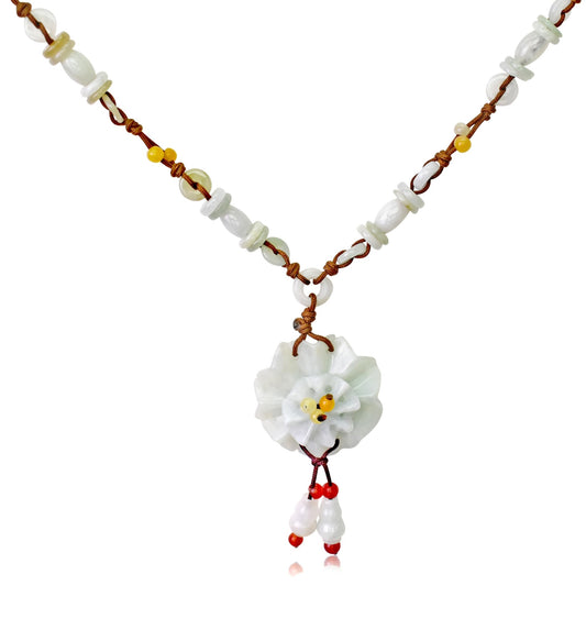 Delicate Chrysanthemum Necklace Jade Flower Pendant Birthdays 