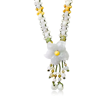 Delicate beaded flower necklace inspired by columbine flower a heartfelt anniversary gift celebrating lasting love