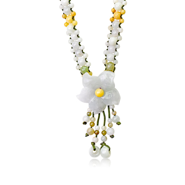 Delicate beaded flower necklace inspired by columbine flower a heartfelt anniversary gift celebrating lasting love