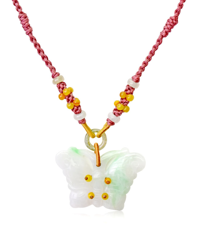 Delicate butterfly necklace ice jade pendant for a unique and graceful jewelry piece gift