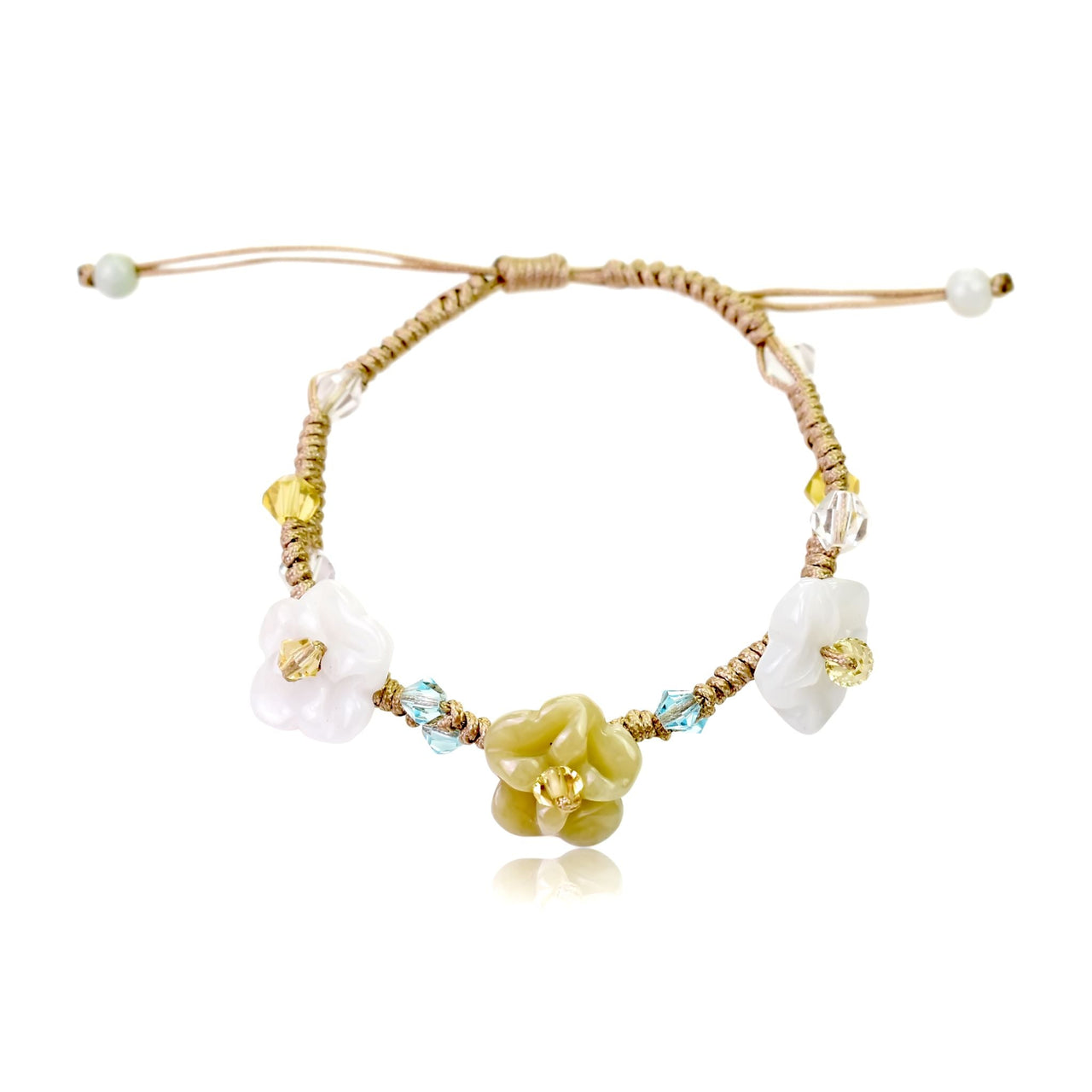 Delicate flower pimpernel a jade crystal bracelet to bless your loved ones with happiness and protection a thoughtful gift for friends, family, or anniversaries