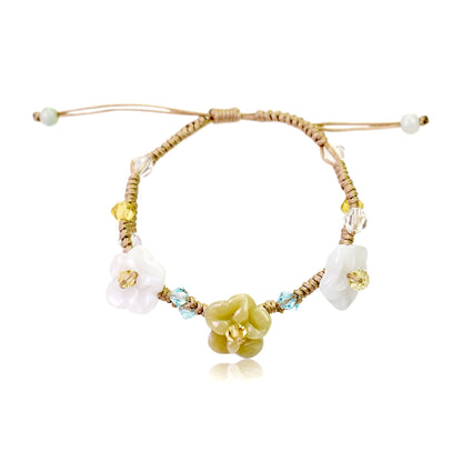 Delicate flower pimpernel a jade crystal bracelet to bless your loved ones with happiness and protection a thoughtful gift