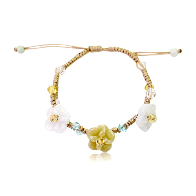 Delicate flower pimpernel a jade crystal bracelet to bless your loved ones with happiness and protection a thoughtful gift for friends, family, or anniversaries