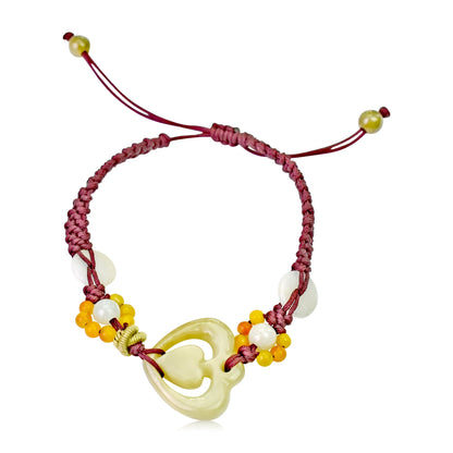 Delicate heart bracelet a carved jade bracelet for women a gift full of grace