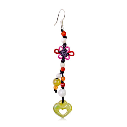 Heart Dangle Earrings a Heart Charm Earrings For Women's Jade Earrings a Valentine's Day Gift