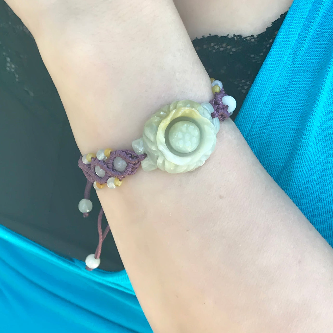 Designer flower bracelet featuring rose flower accents an uplifting and unique handmade gift