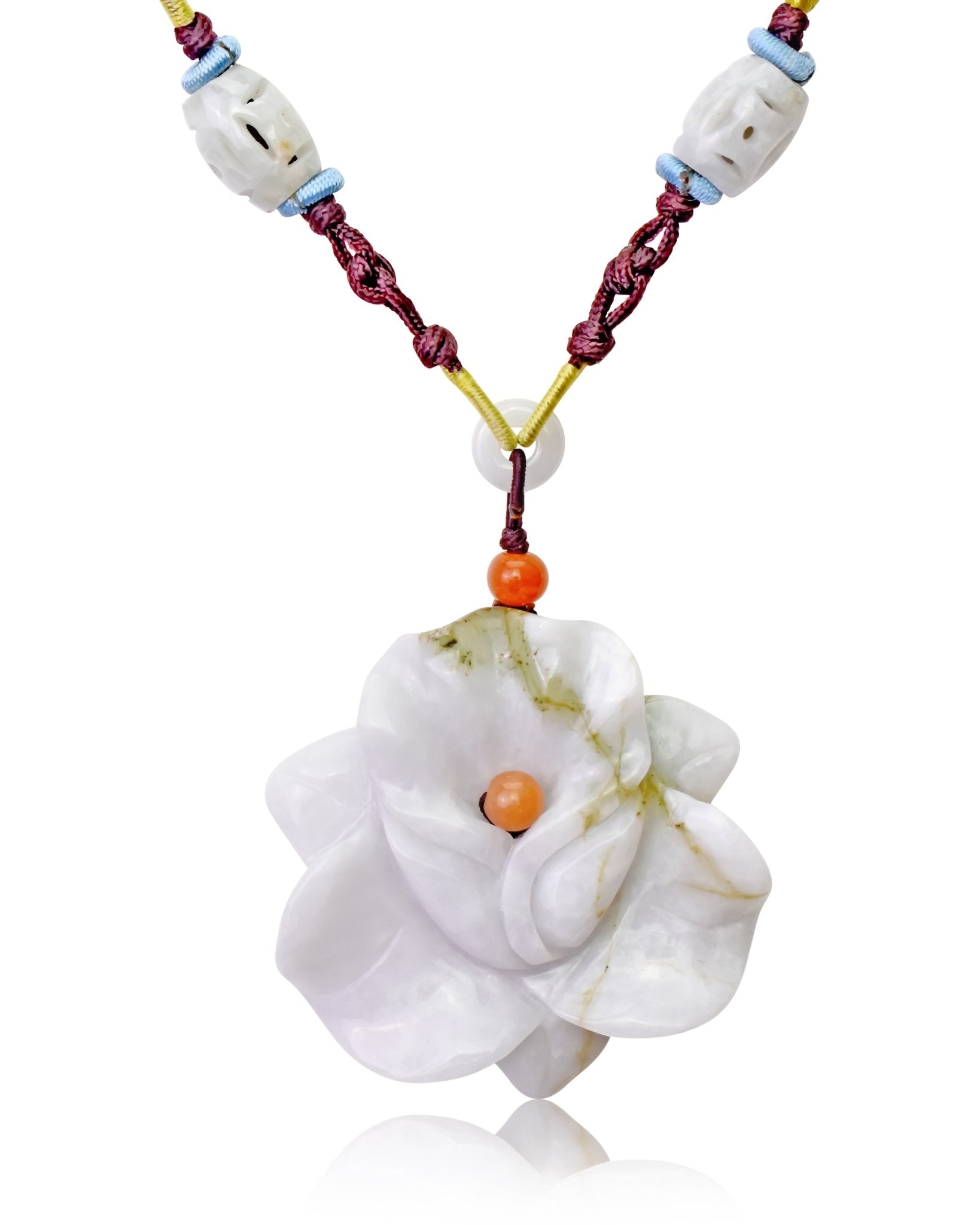 Designer flower necklace orchid pendent jade jewelry for mother's day