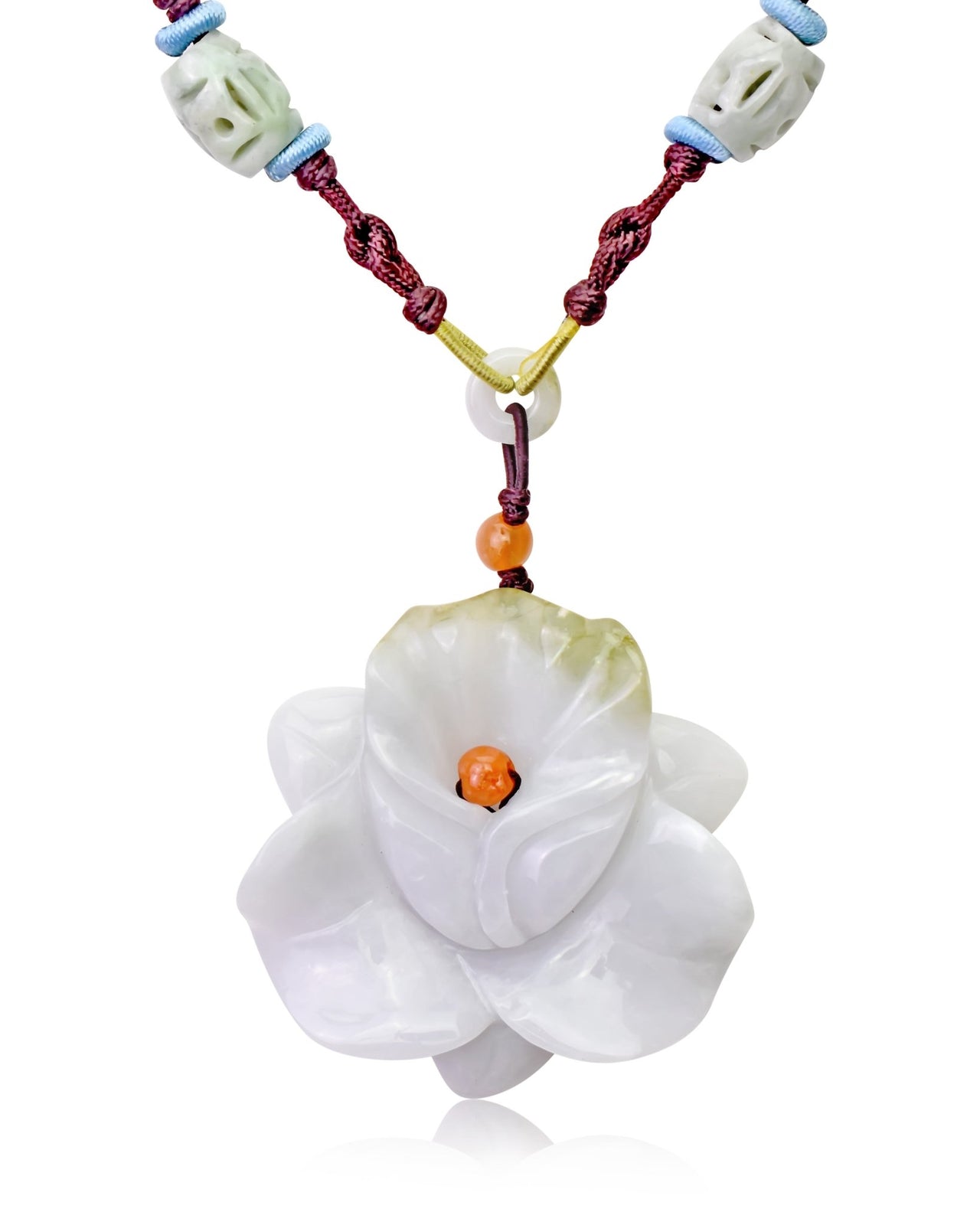 Designer flower necklace orchid pendent jade jewelry for wedding anniversary