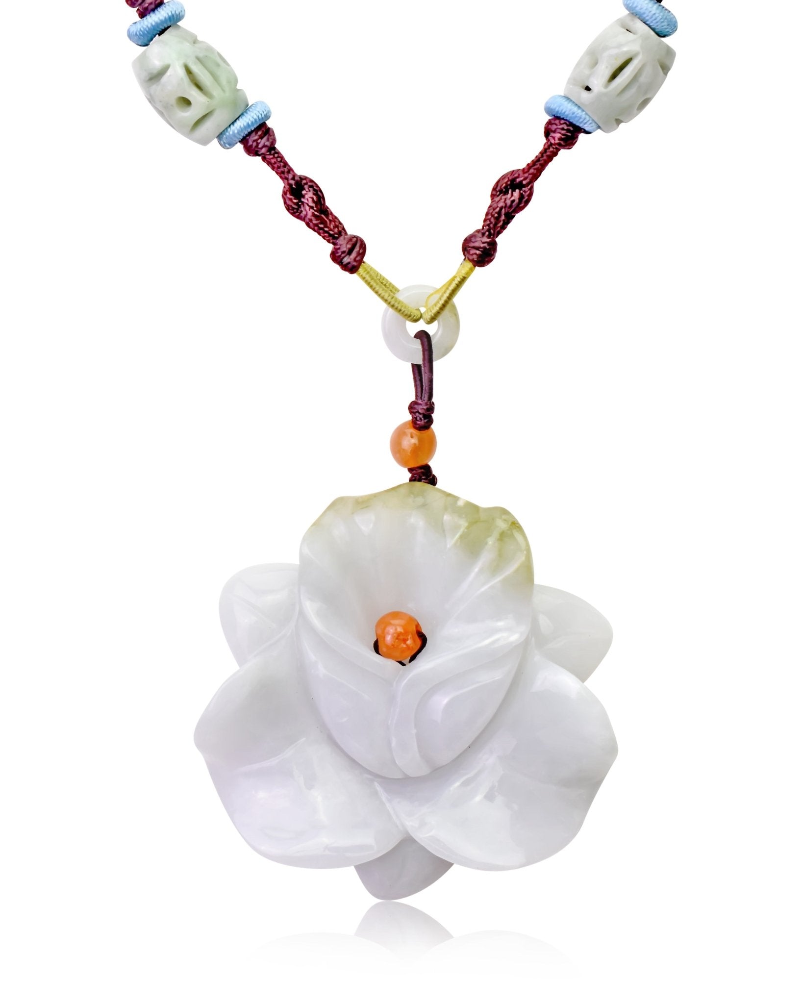 Designer flower necklace orchid pendent jade jewelry for wedding anniversary