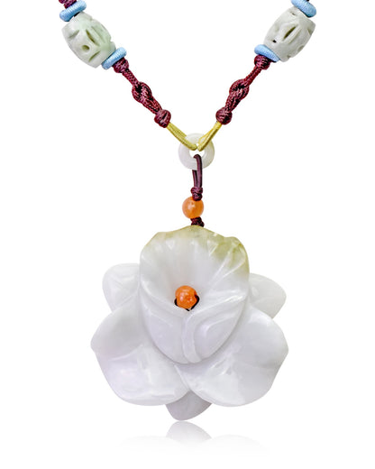 Designer flower necklace orchid pendent jade jewelry for wedding anniversary