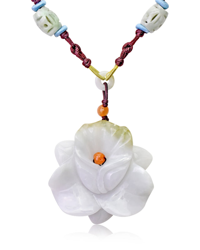 Designer flower necklace orchid pendent jade jewelry for wedding anniversary
