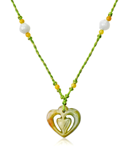 Double heart necklace a handcrafted jade gift to nurture love, luck, and serenity