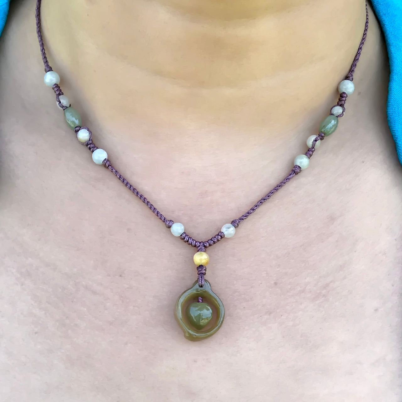 Double heart pendant necklace an elegant jade necklace for Valentine's Day gift