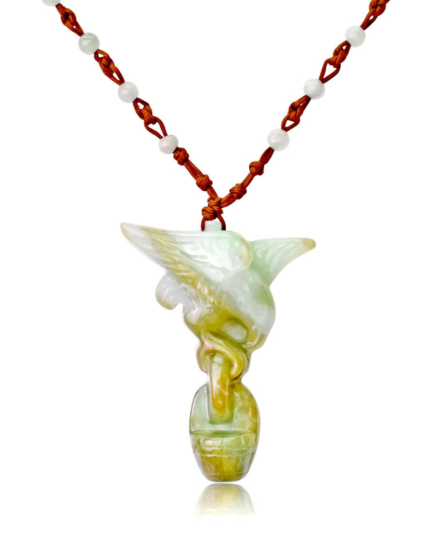 Eagle Necklace with Jade Masculine Mens Jade Necklace for Dad Eagle Big Chain Birthday Gift Idea