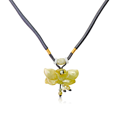 Handcrafted Wild Indigo Yellow a Jade Pendant Necklace for Women Yellow False Indigo Unforgettable Birthday Gift