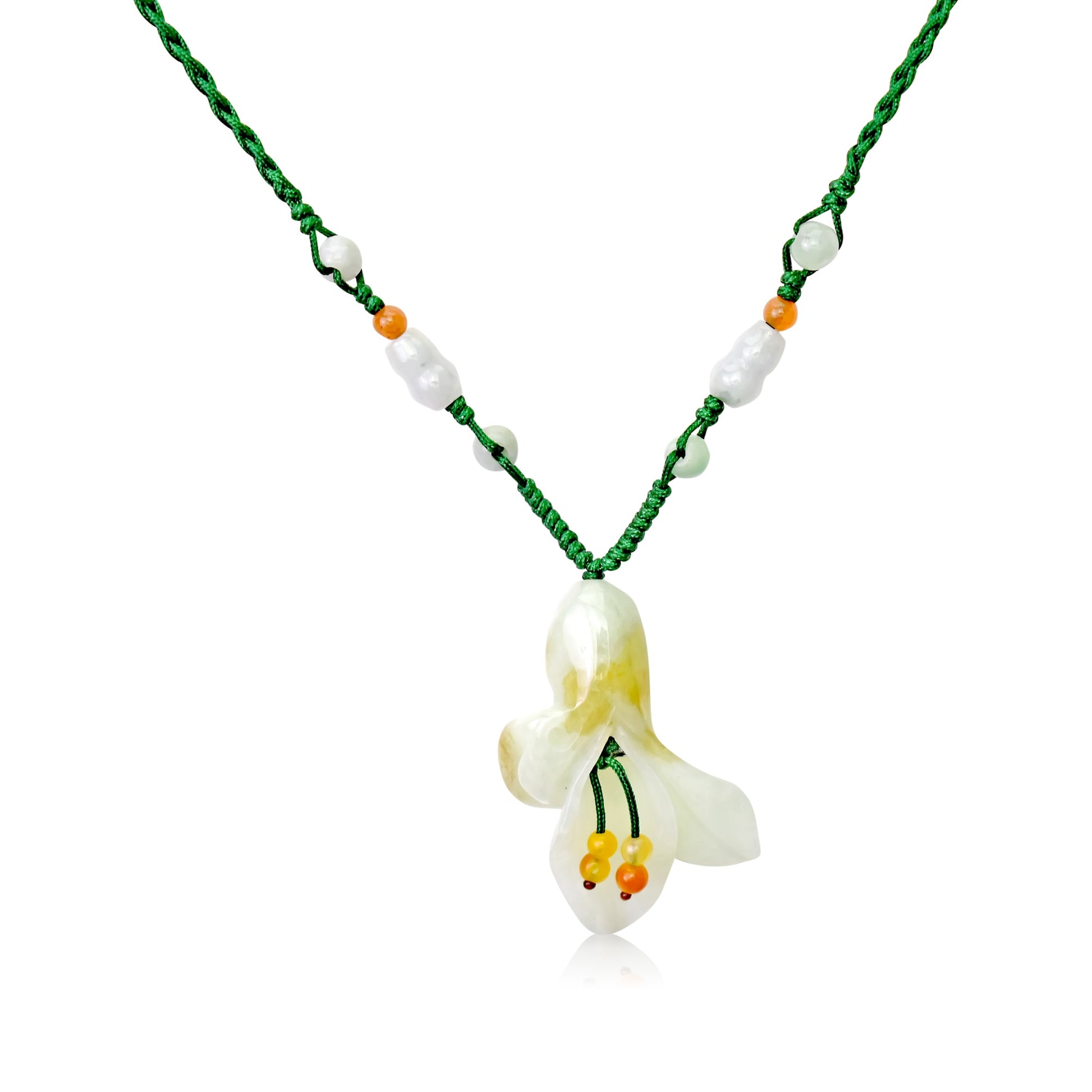 Elegant Calla Lily Necklace Handcrafted Jade Statement Necklace Flower for Women 